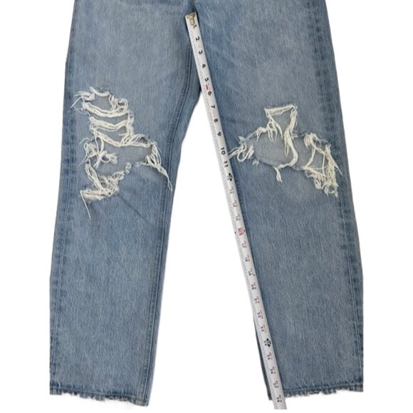 AGOLDE High-Rise Distressed Straight Leg Jeans 26 Light Wash Designer Denim - Picture 15 of 15